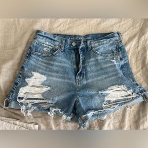 Distressed High Wasted Jean Shorts